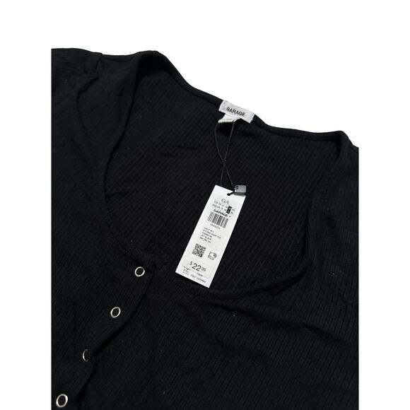 Garage Clothing Button Up Crop Top Size L NWT - Picture 2 of 3